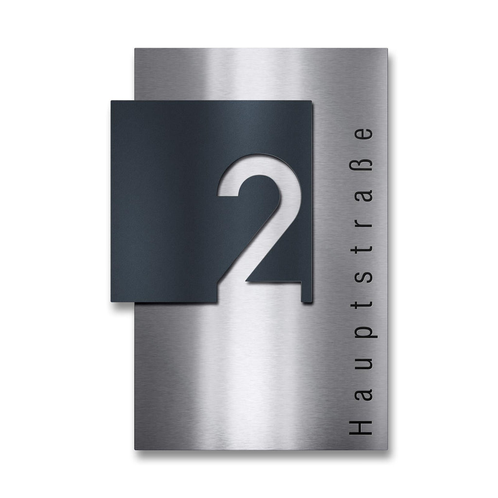 Metzler Design Hausnummernschild aus Edelstahl | Steiner