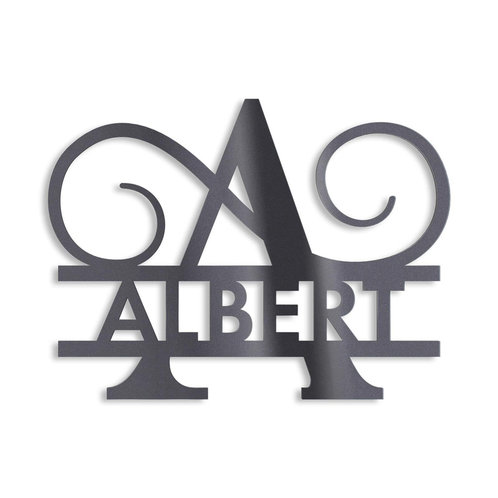 Personalisiertes Namensschild mit Monogramm in Anthrazit RAL 7016