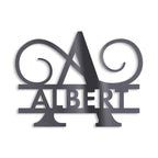 Personalisiertes Namensschild mit Monogramm in Anthrazit RAL 7016