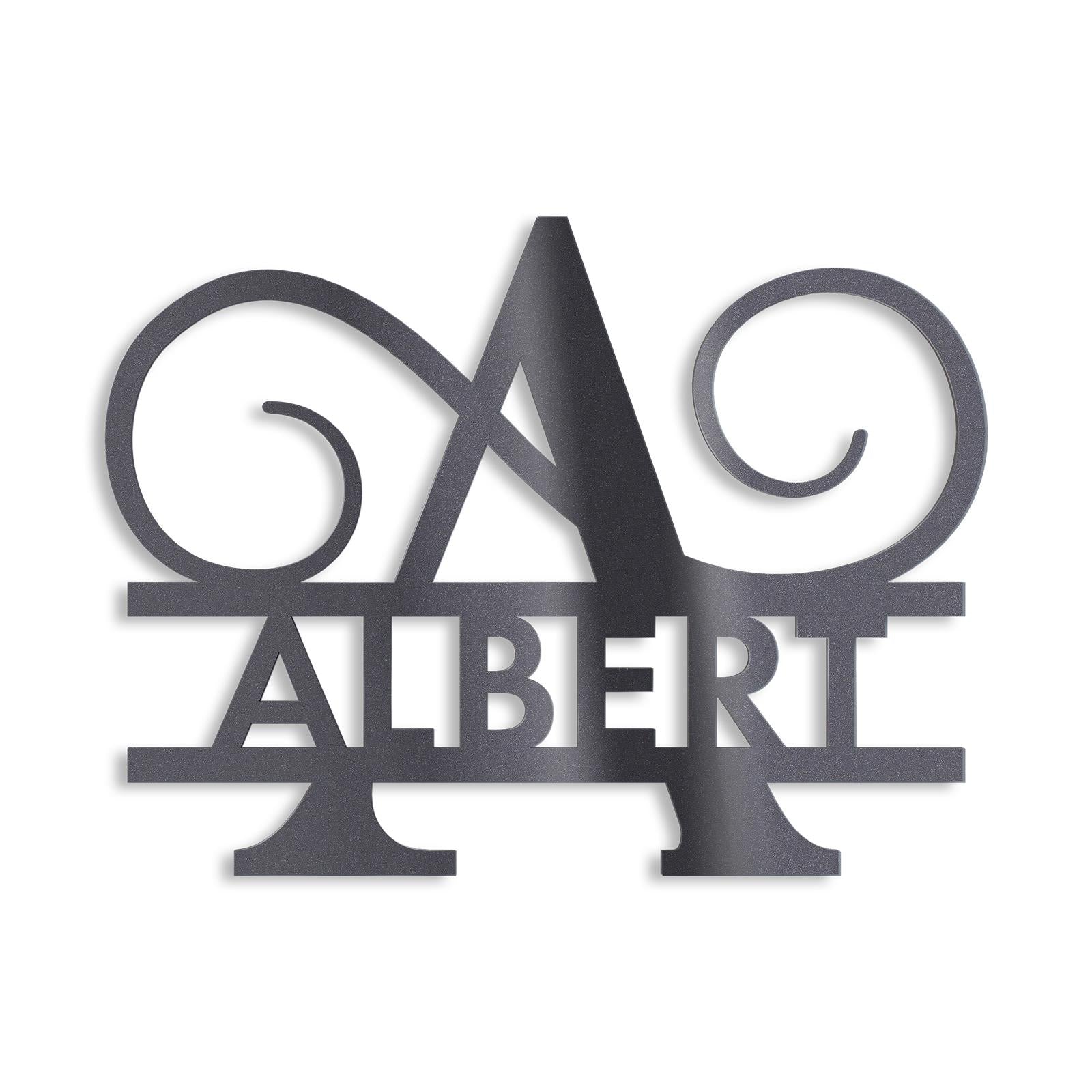 Personalisiertes Namensschild mit Monogramm in Anthrazit RAL 7016