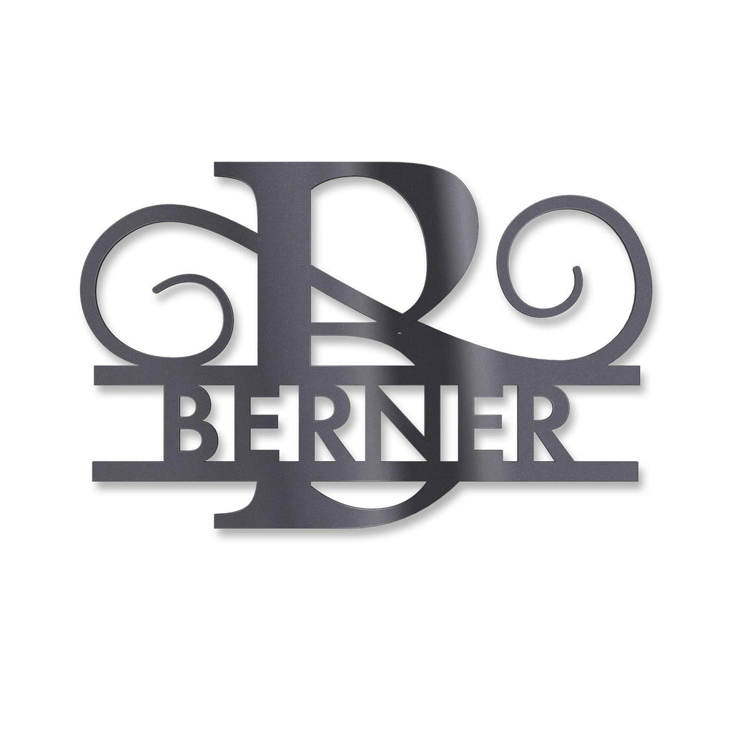 Personalisiertes Namensschild mit Monogramm in Anthrazit RAL 7016