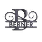 Personalisiertes Namensschild mit Monogramm in Anthrazit RAL 7016