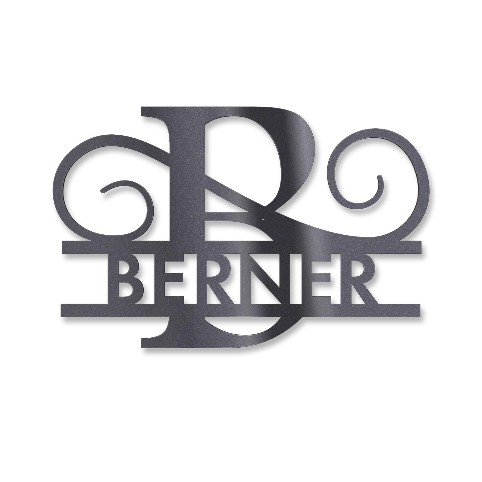Personalisiertes Namensschild mit Monogramm in Anthrazit RAL 7016
