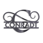 Personalisiertes Namensschild mit Monogramm in Anthrazit RAL 7016