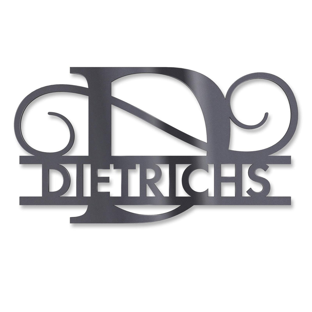 Personalisiertes Namensschild mit Monogramm in Anthrazit RAL 7016