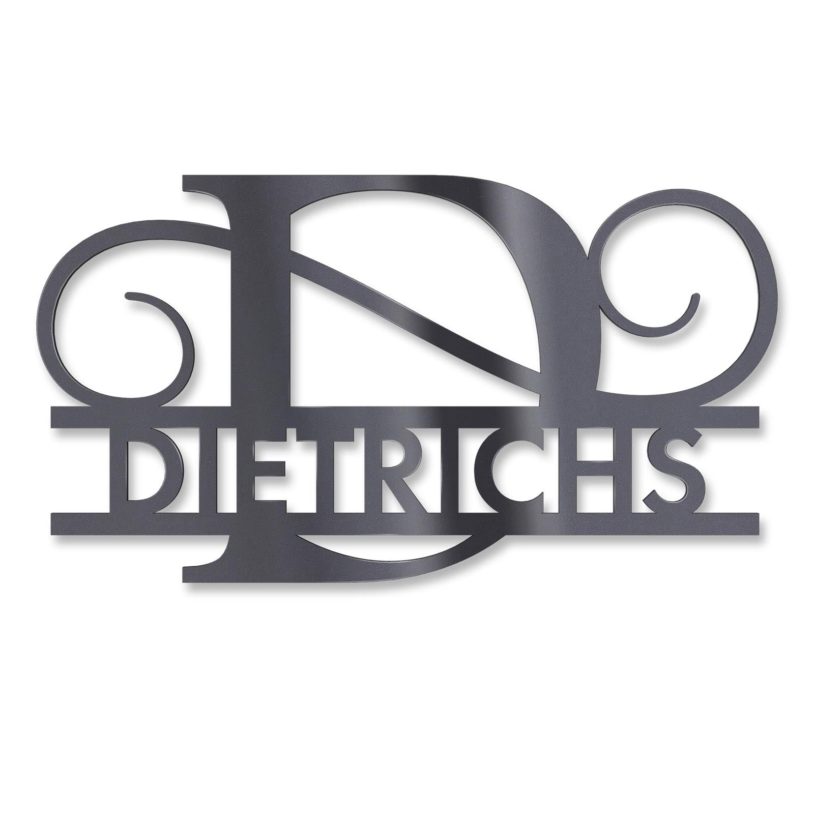 Personalisiertes Namensschild mit Monogramm in Anthrazit RAL 7016