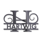 Personalisiertes Namensschild mit Monogramm in Anthrazit RAL 7016