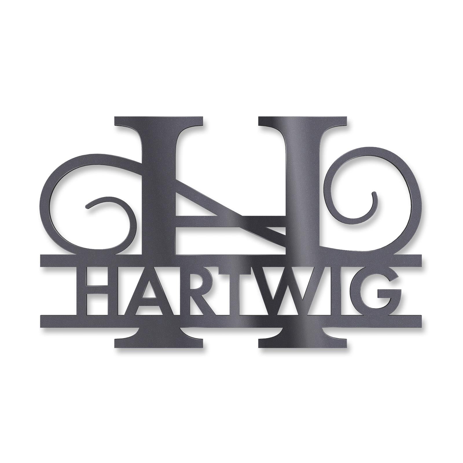 Personalisiertes Namensschild mit Monogramm in Anthrazit RAL 7016