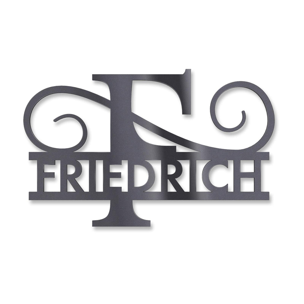 Personalisiertes Namensschild mit Monogramm in Anthrazit RAL 7016