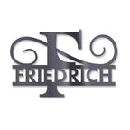 Personalisiertes Namensschild mit Monogramm in Anthrazit RAL 7016