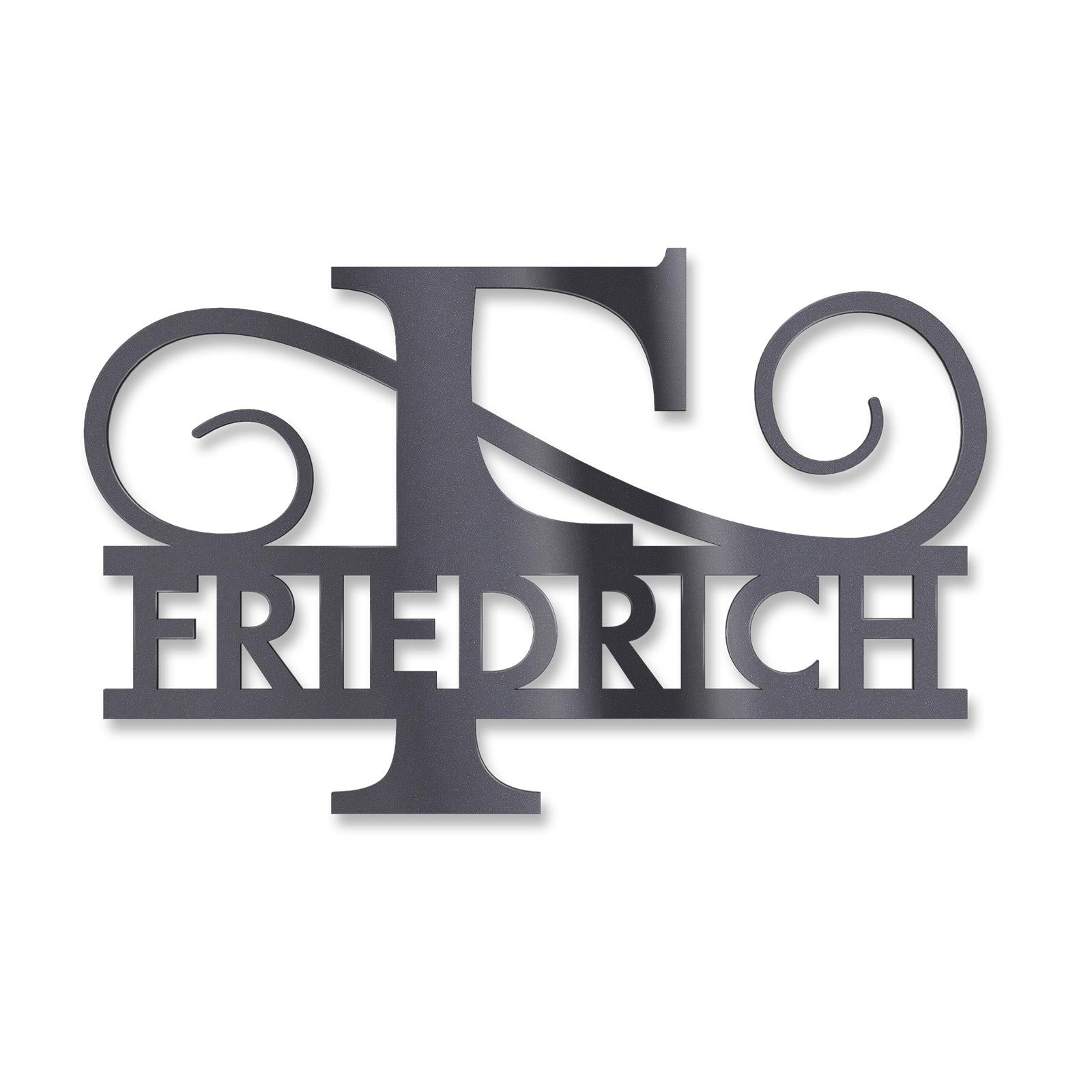 Personalisiertes Namensschild mit Monogramm in Anthrazit RAL 7016
