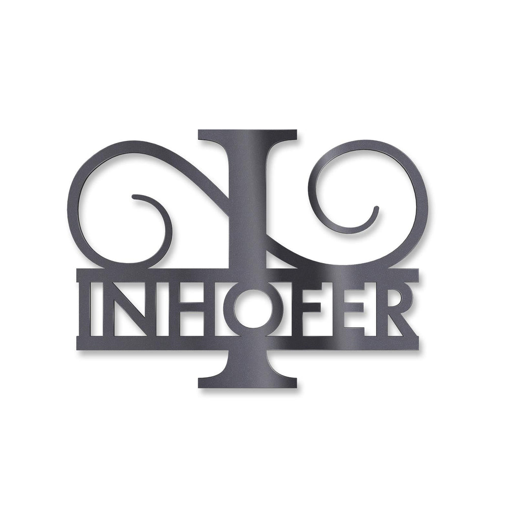 Personalisiertes Namensschild mit Monogramm in Anthrazit RAL 7016