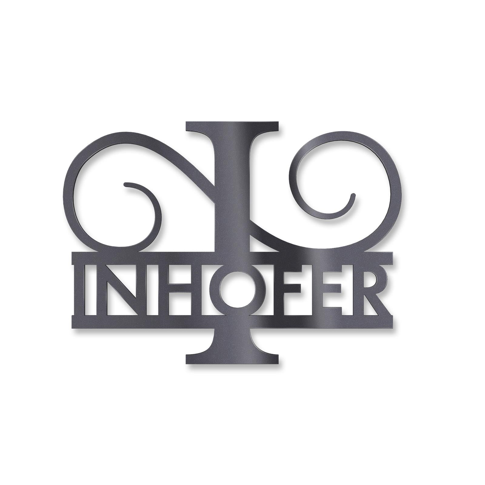 Personalisiertes Namensschild mit Monogramm in Anthrazit RAL 7016