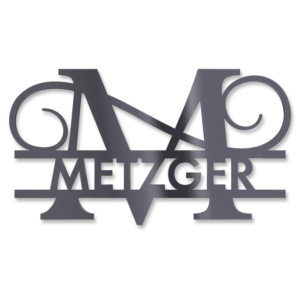 Personalisiertes Namensschild mit Monogramm in Anthrazit RAL 7016