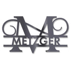 Personalisiertes Namensschild mit Monogramm in Anthrazit RAL 7016