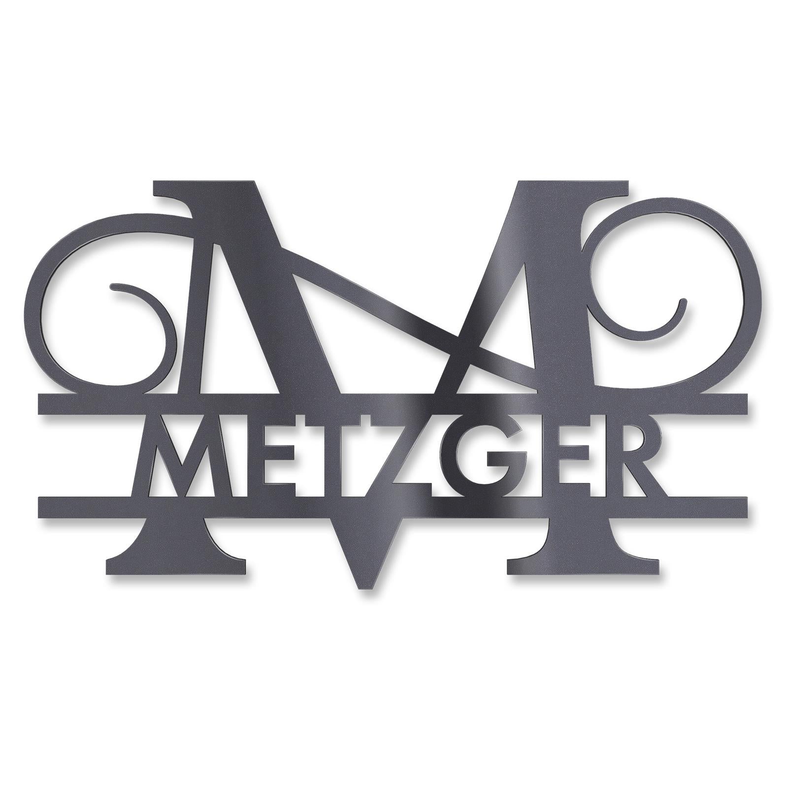 Personalisiertes Namensschild mit Monogramm in Anthrazit RAL 7016