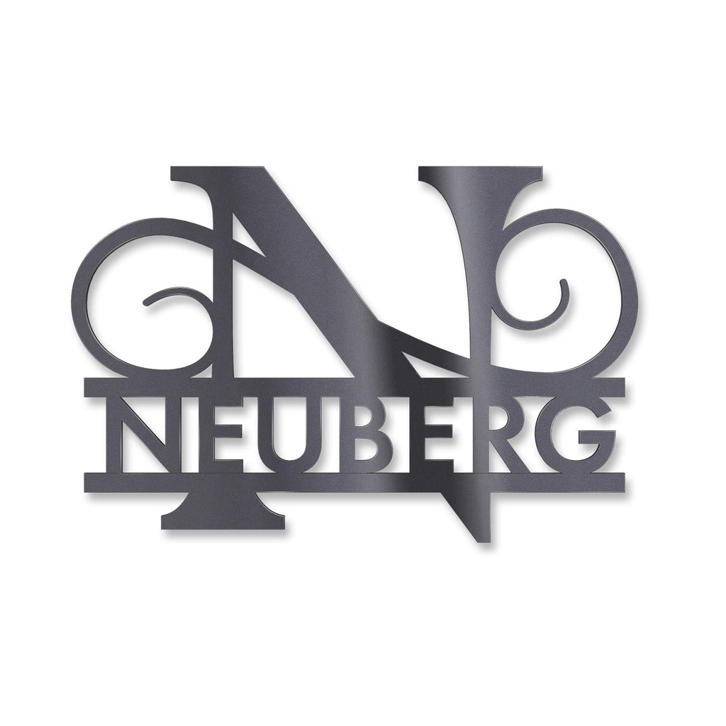 Personalisiertes Namensschild mit Monogramm in Anthrazit RAL 7016