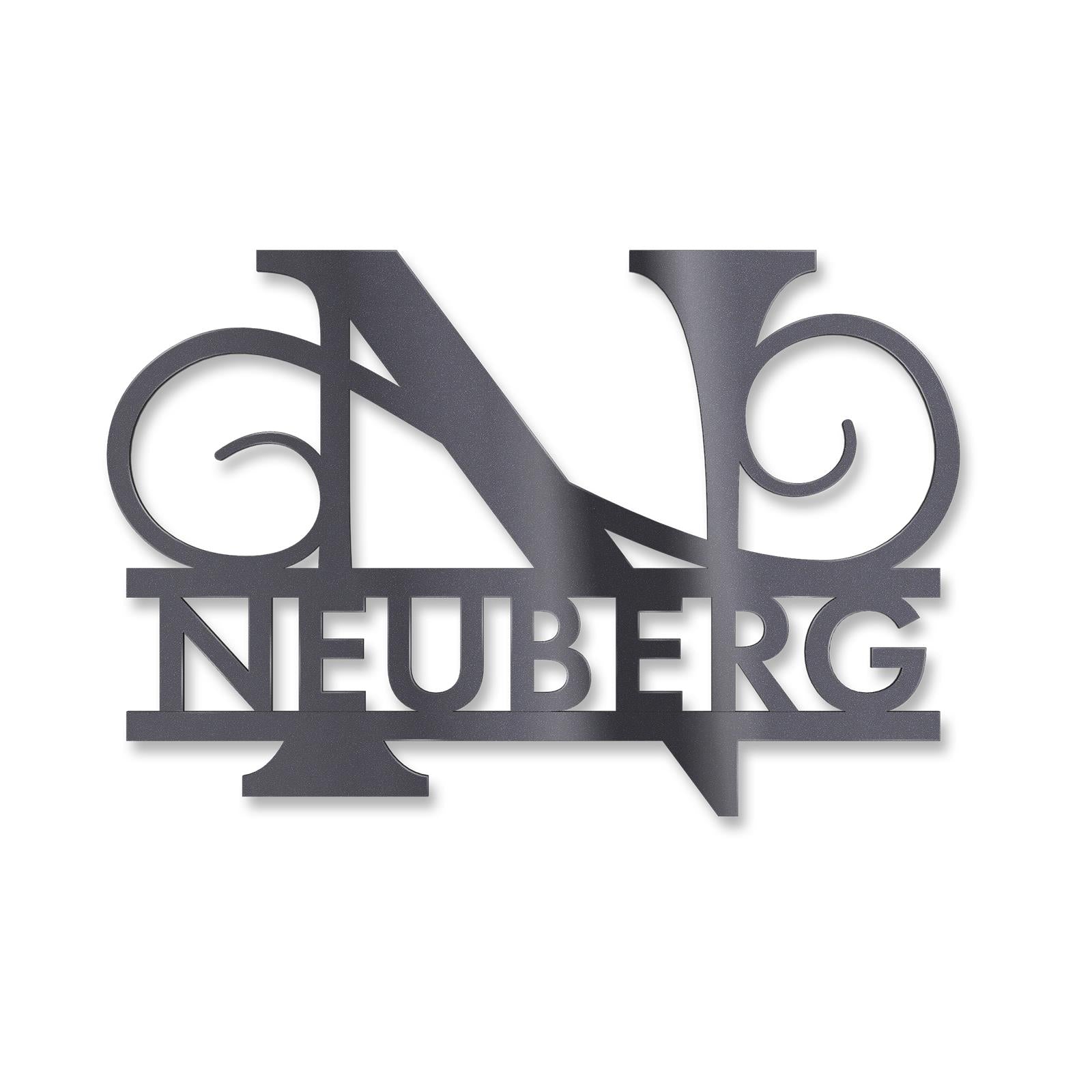 Personalisiertes Namensschild mit Monogramm in Anthrazit RAL 7016