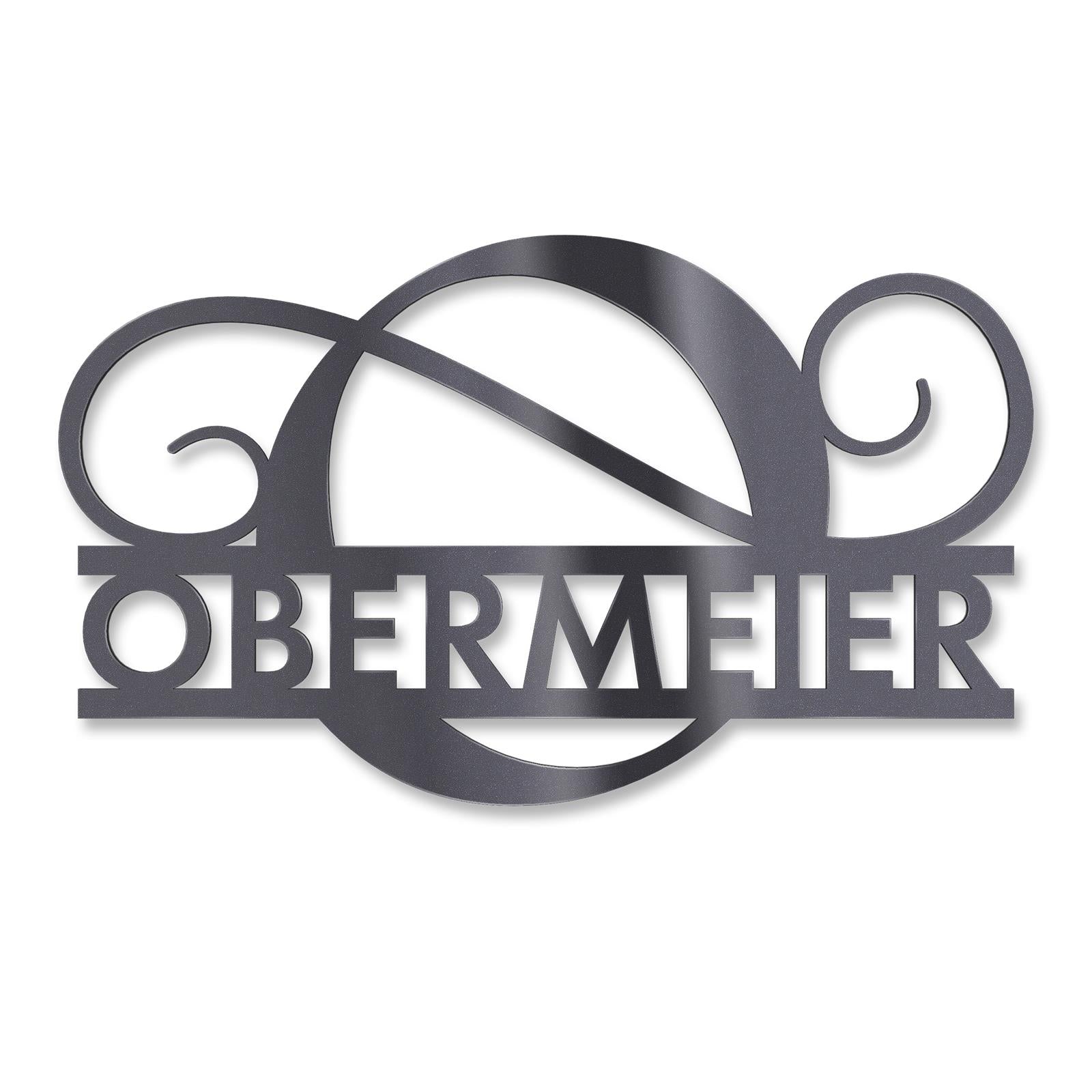 Personalisiertes Namensschild mit Monogramm in Anthrazit RAL 7016