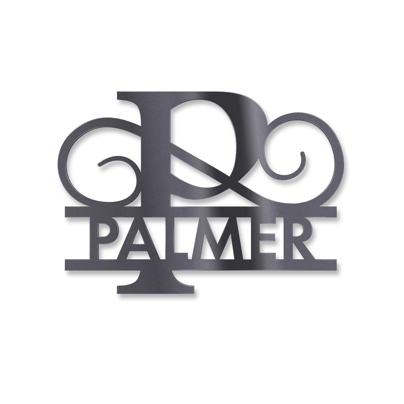 Personalisiertes Namensschild mit Monogramm in Anthrazit RAL 7016