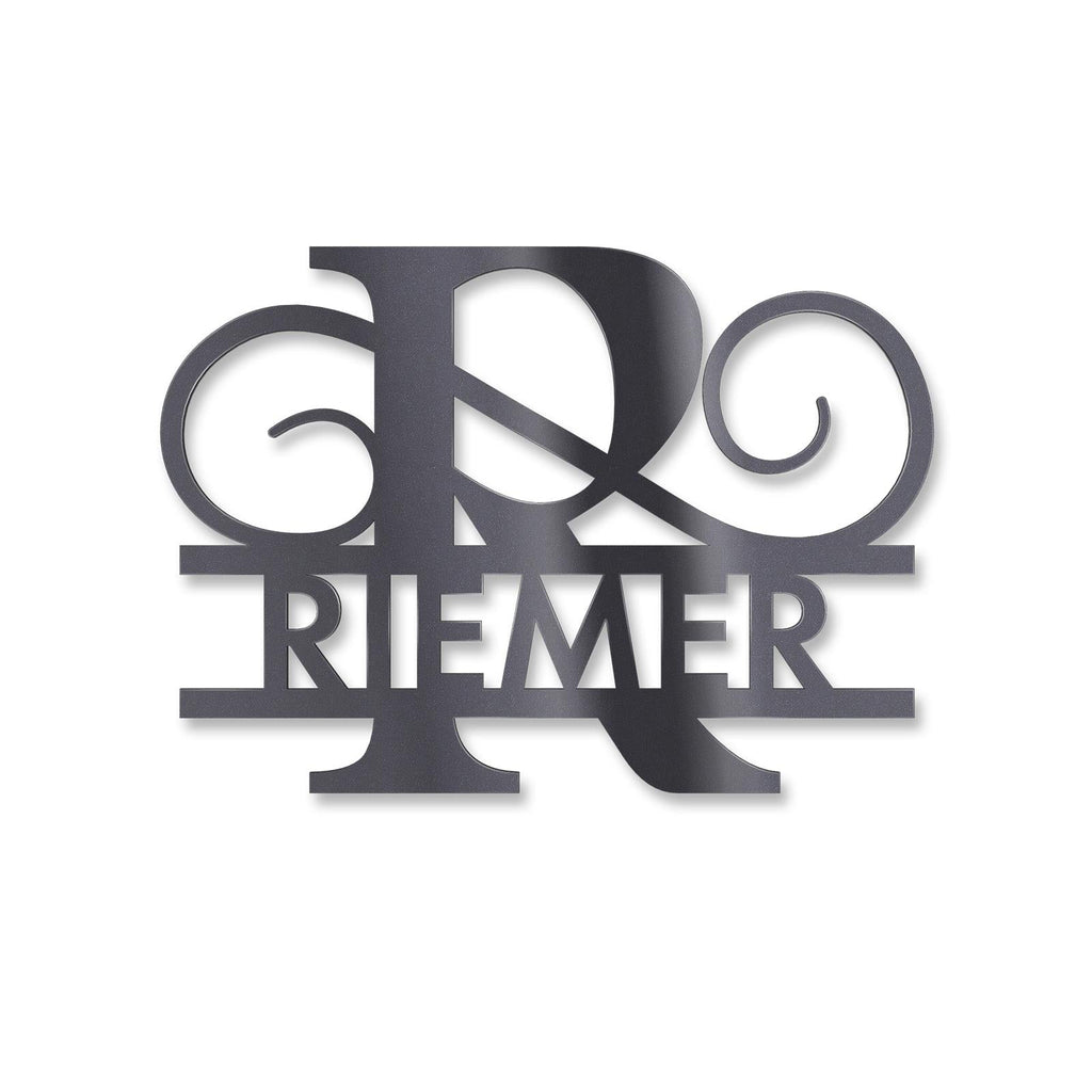 Personalisiertes Namensschild mit Monogramm in Anthrazit RAL 7016