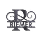Personalisiertes Namensschild mit Monogramm in Anthrazit RAL 7016