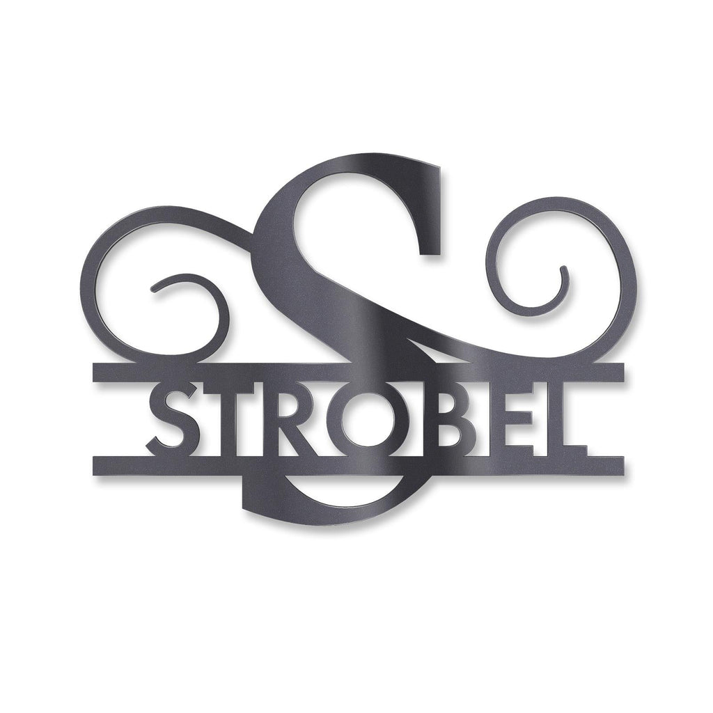Personalisiertes Namensschild mit Monogramm in Anthrazit RAL 7016