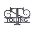 Personalisiertes Namensschild mit Monogramm in Anthrazit RAL 7016