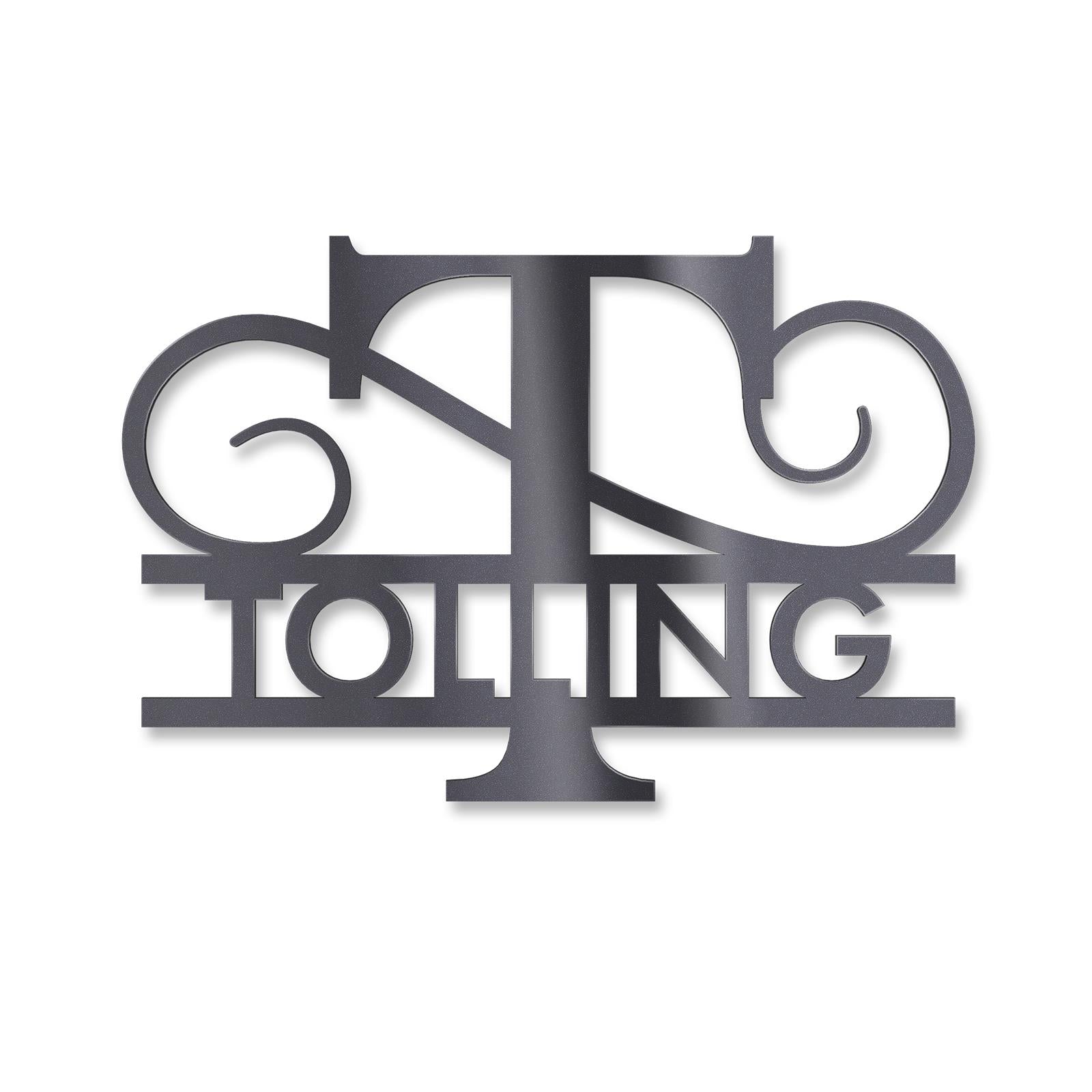 Personalisiertes Namensschild mit Monogramm in Anthrazit RAL 7016