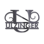Personalisiertes Namensschild mit Monogramm in Anthrazit RAL 7016