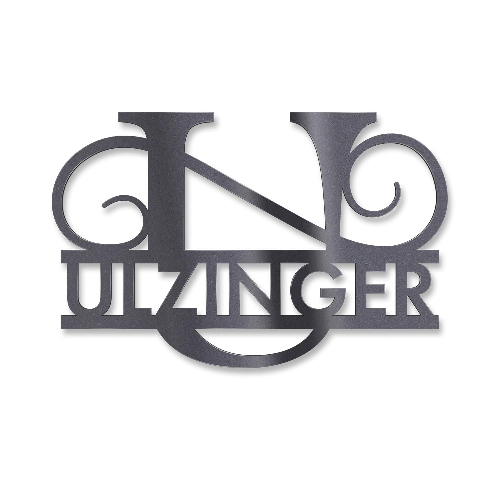 Personalisiertes Namensschild mit Monogramm in Anthrazit RAL 7016