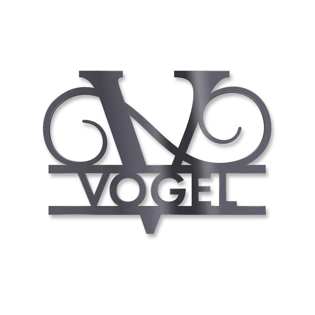 Personalisiertes Namensschild mit Monogramm in Anthrazit RAL 7016