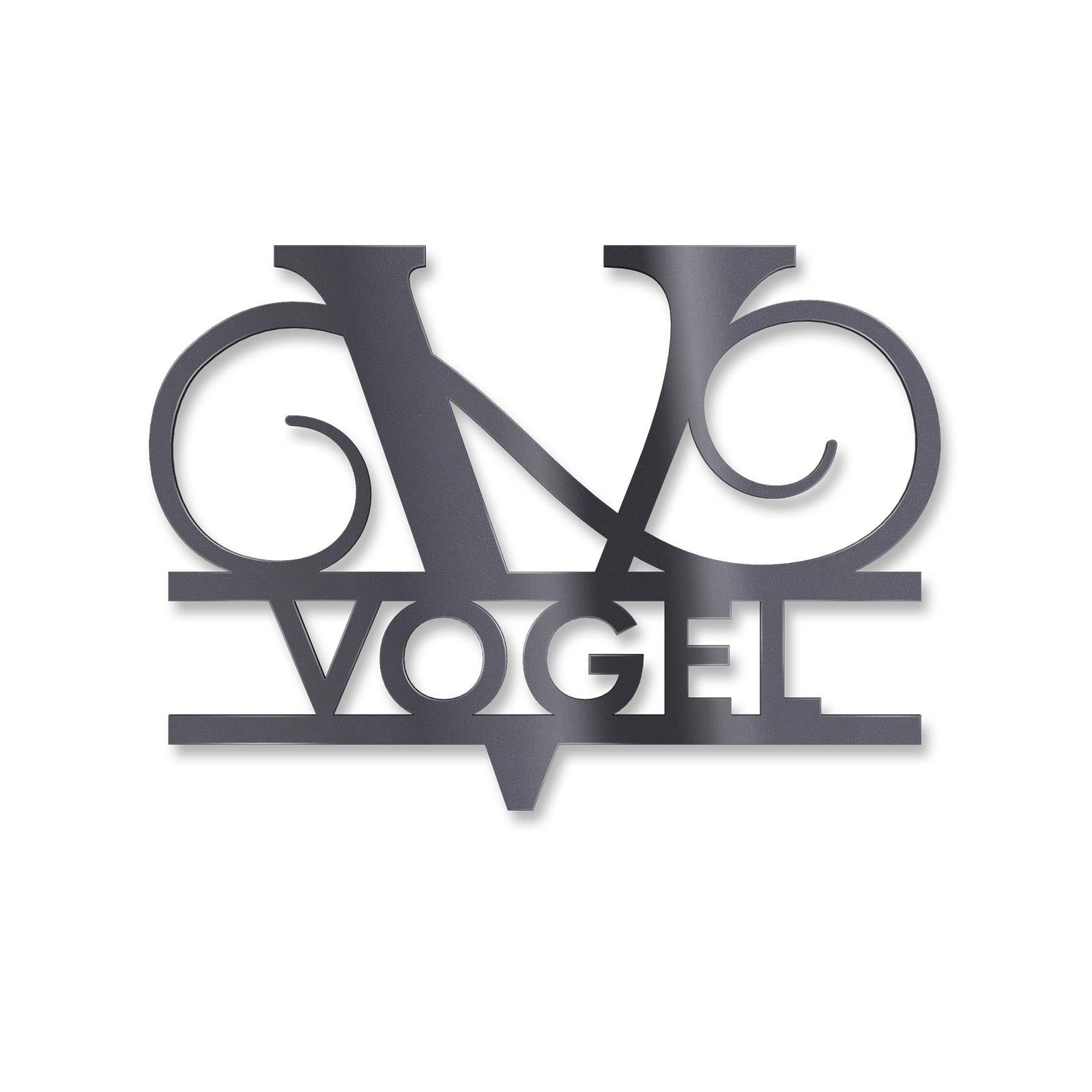 Personalisiertes Namensschild mit Monogramm in Anthrazit RAL 7016
