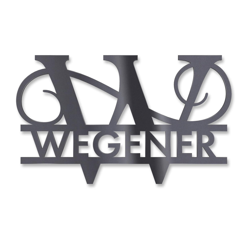 Personalisiertes Namensschild mit Monogramm in Anthrazit RAL 7016