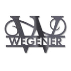 Personalisiertes Namensschild mit Monogramm in Anthrazit RAL 7016