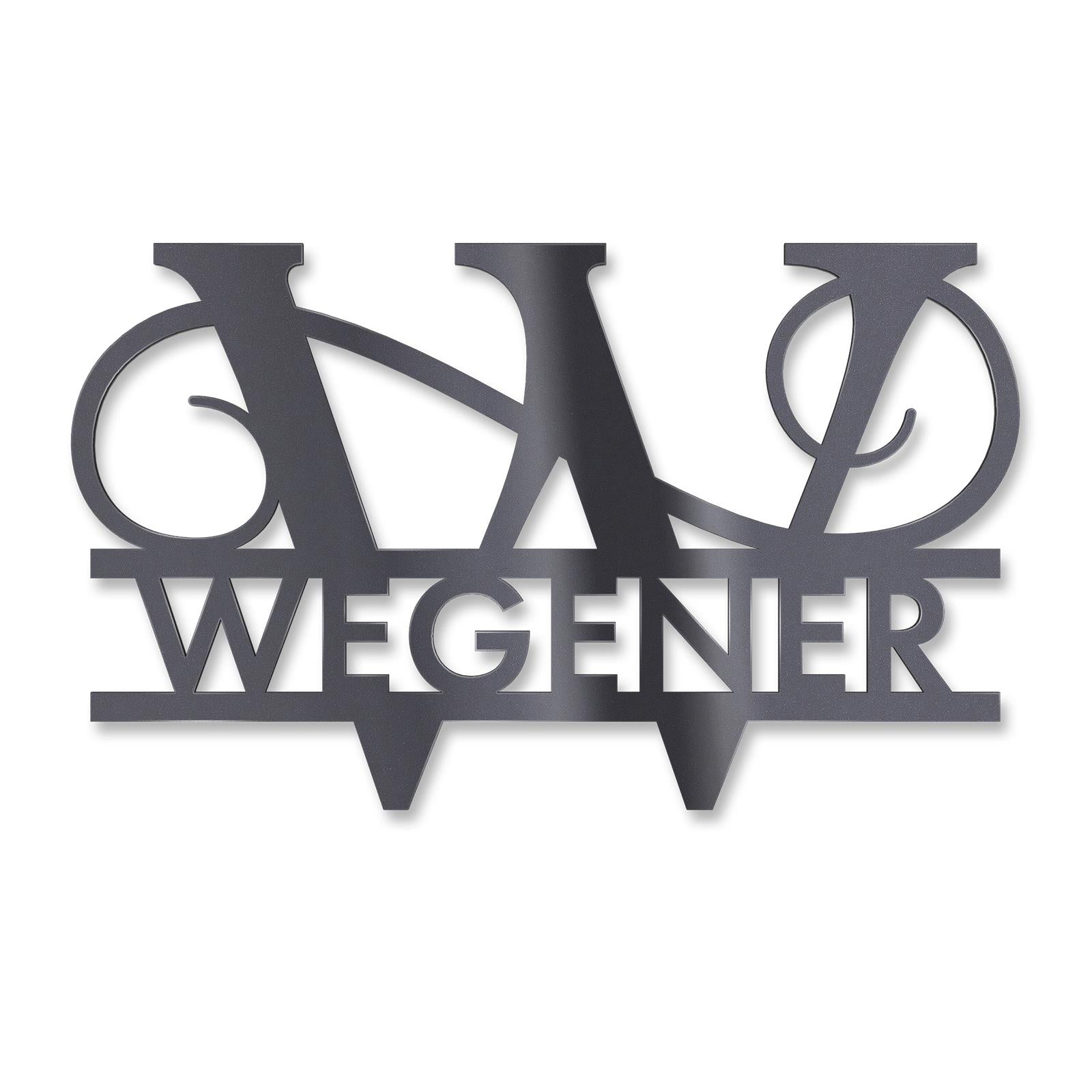 Personalisiertes Namensschild mit Monogramm in Anthrazit RAL 7016