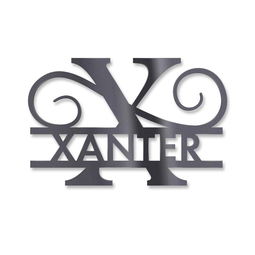 Personalisiertes Namensschild mit Monogramm in Anthrazit RAL 7016