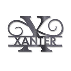 Personalisiertes Namensschild mit Monogramm in Anthrazit RAL 7016