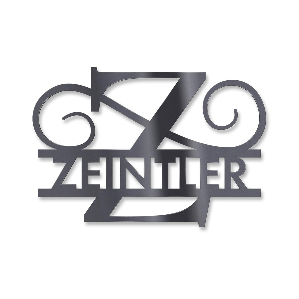 Personalisiertes Namensschild mit Monogramm in Anthrazit RAL 7016