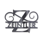 Personalisiertes Namensschild mit Monogramm in Anthrazit RAL 7016