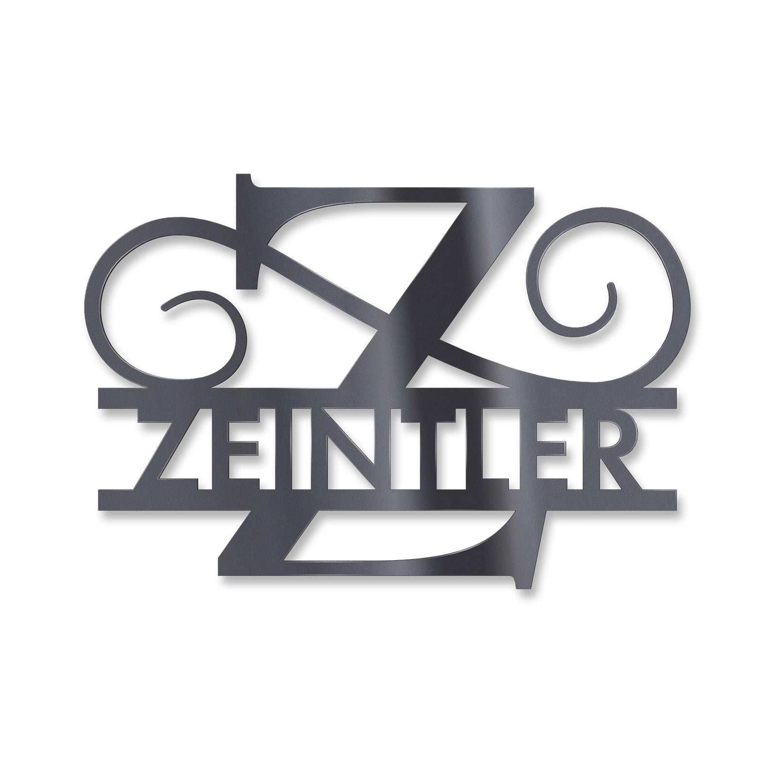 Personalisiertes Namensschild mit Monogramm in Anthrazit RAL 7016