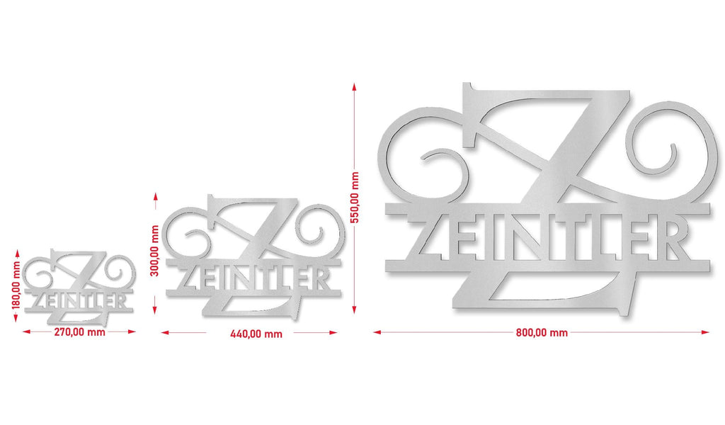 Personalisiertes Namensschild mit Monogramm in Anthrazit RAL 7016