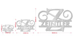 Personalisiertes Namensschild mit Monogramm in Anthrazit RAL 7016