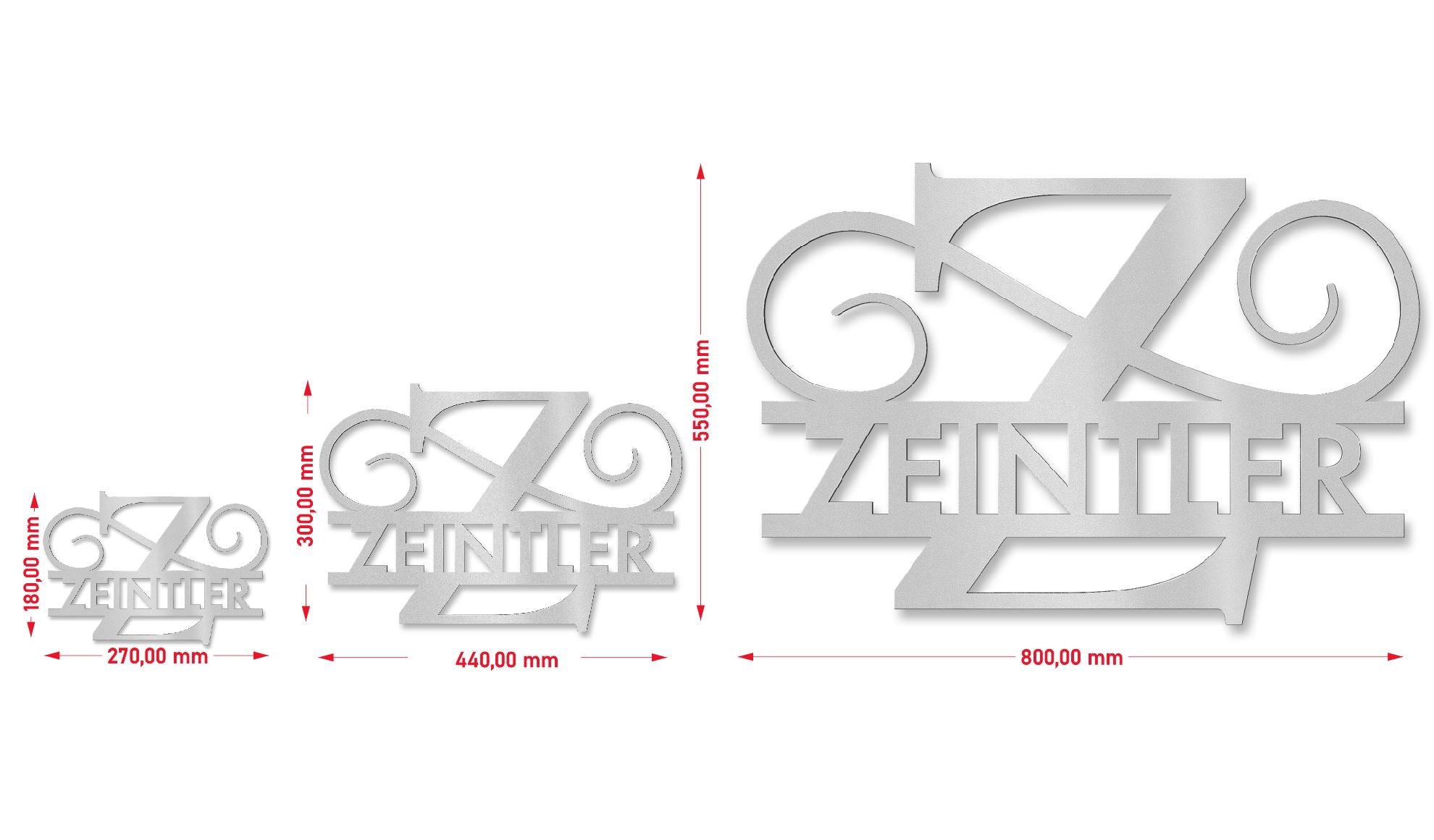 Personalisiertes Namensschild mit Monogramm in Anthrazit RAL 7016
