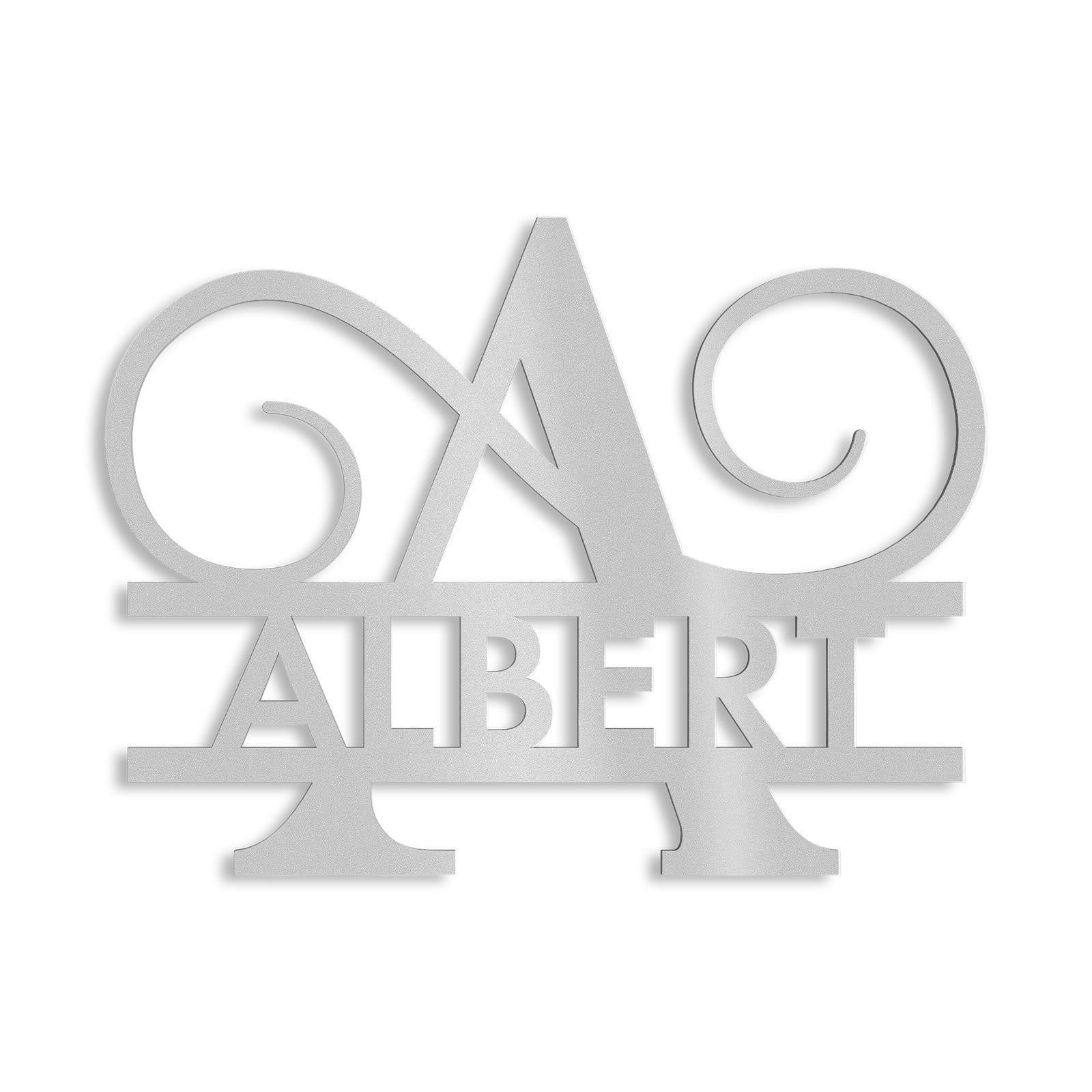 Personalisiertes Namensschild mit Monogramm in Anthrazit RAL 7016