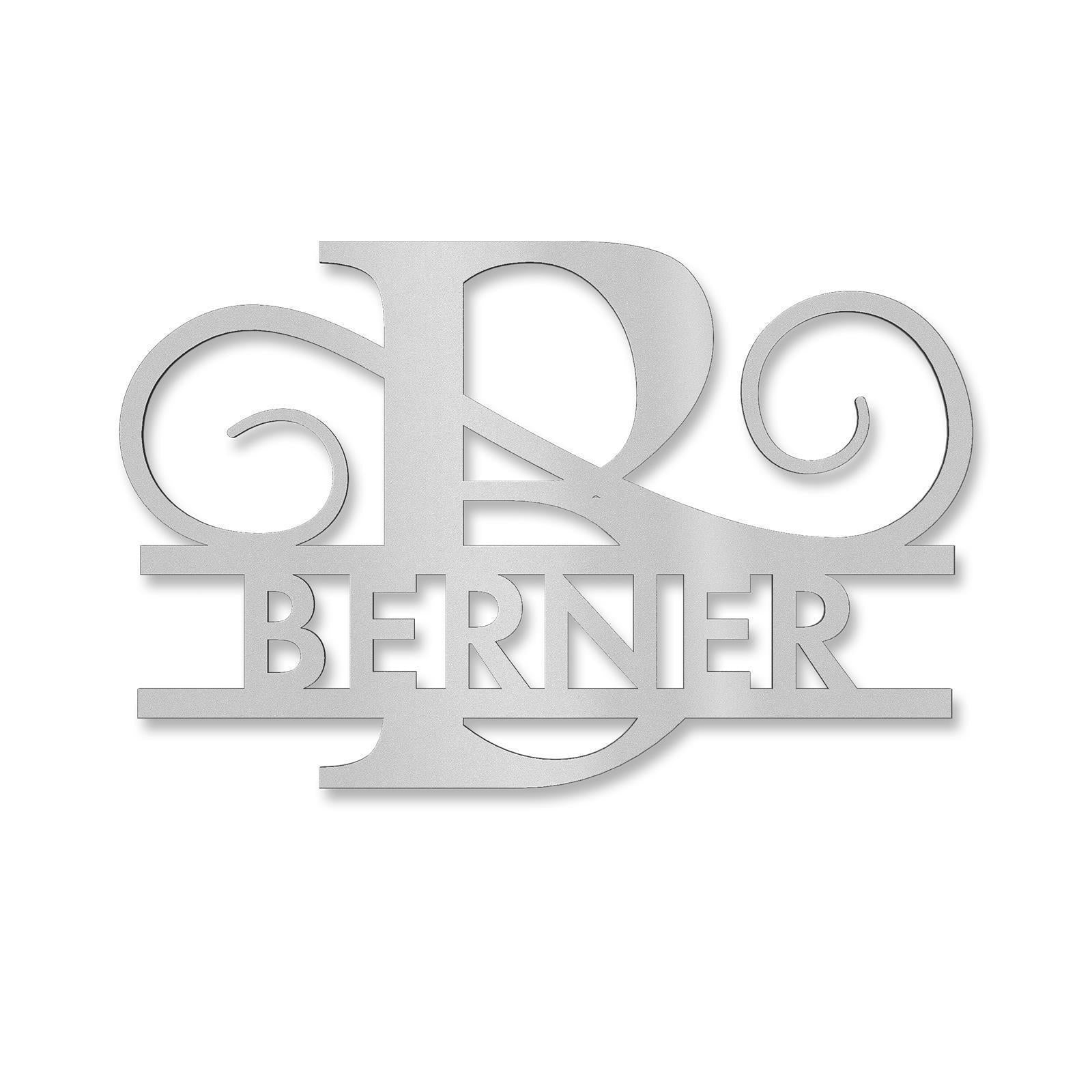 Personalisiertes Namensschild mit Monogramm in Anthrazit RAL 7016