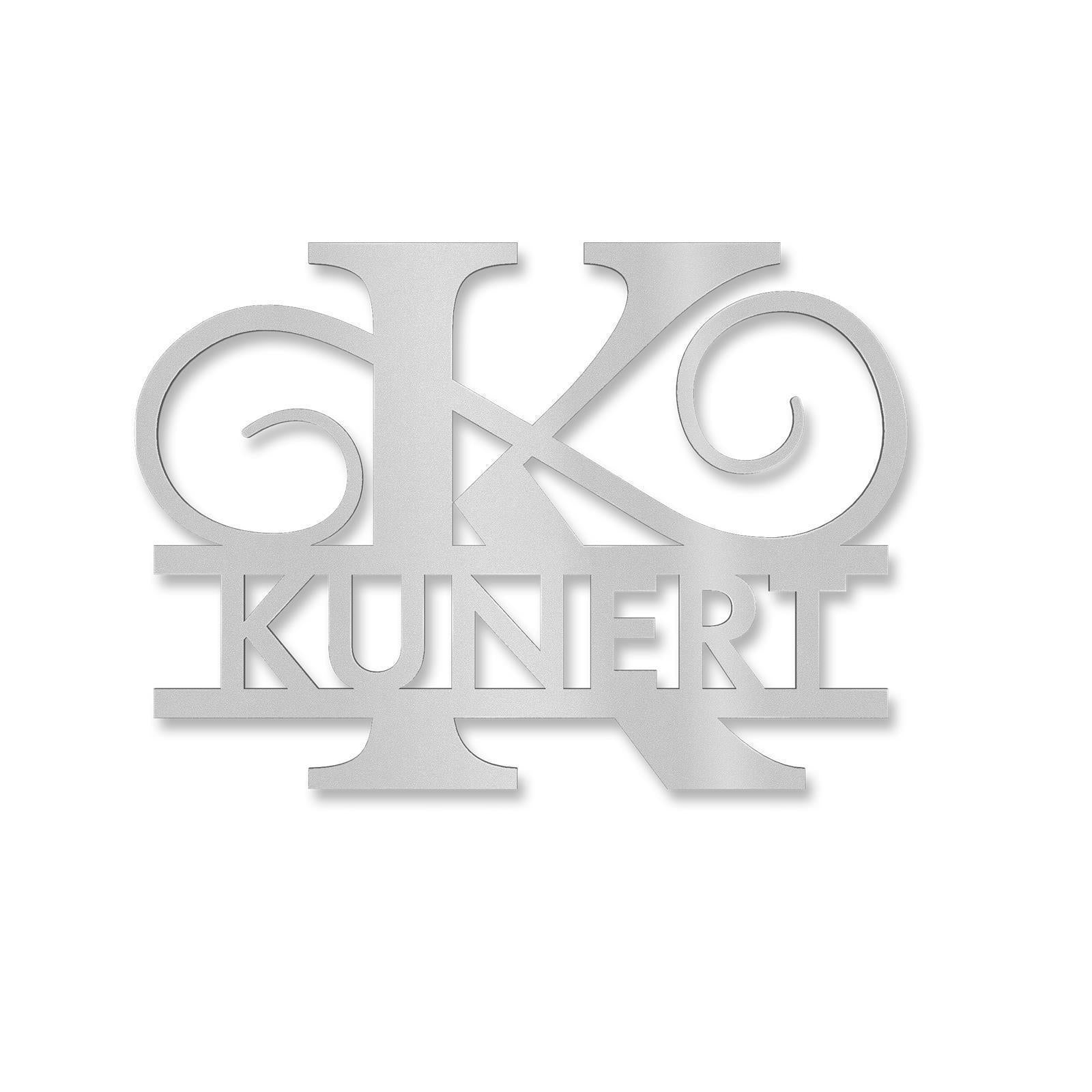 Personalisiertes Namensschild mit Monogramm in Anthrazit RAL 7016