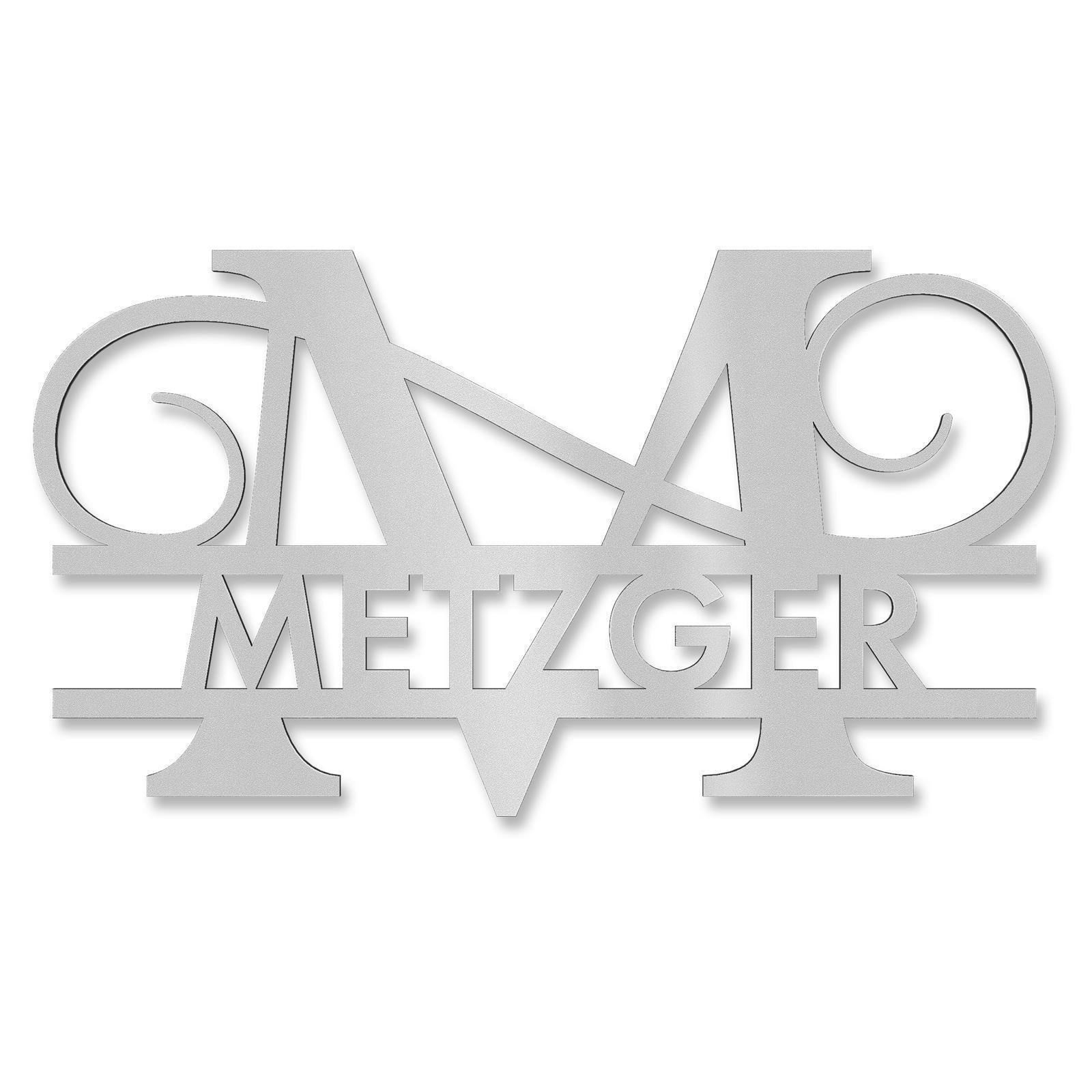 Personalisiertes Namensschild mit Monogramm in Anthrazit RAL 7016