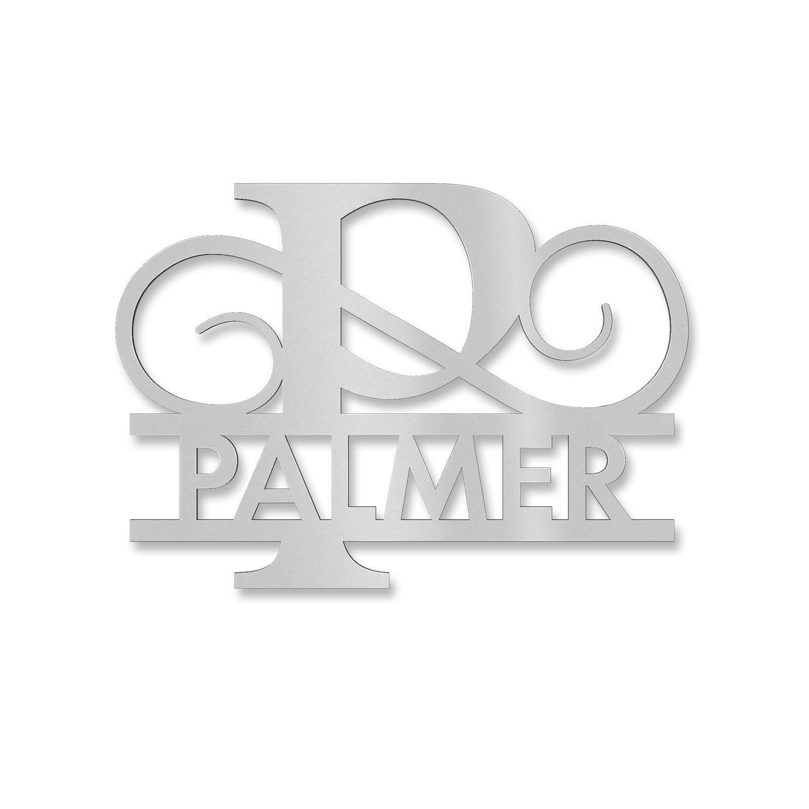 Personalisiertes Namensschild mit Monogramm in Anthrazit RAL 7016