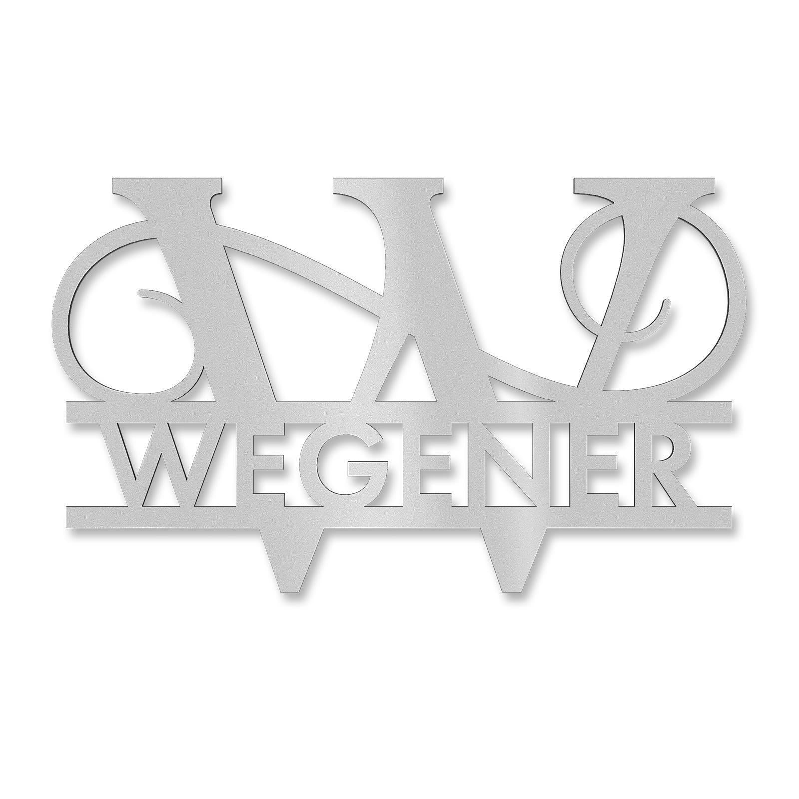 Personalisiertes Namensschild mit Monogramm in Anthrazit RAL 7016